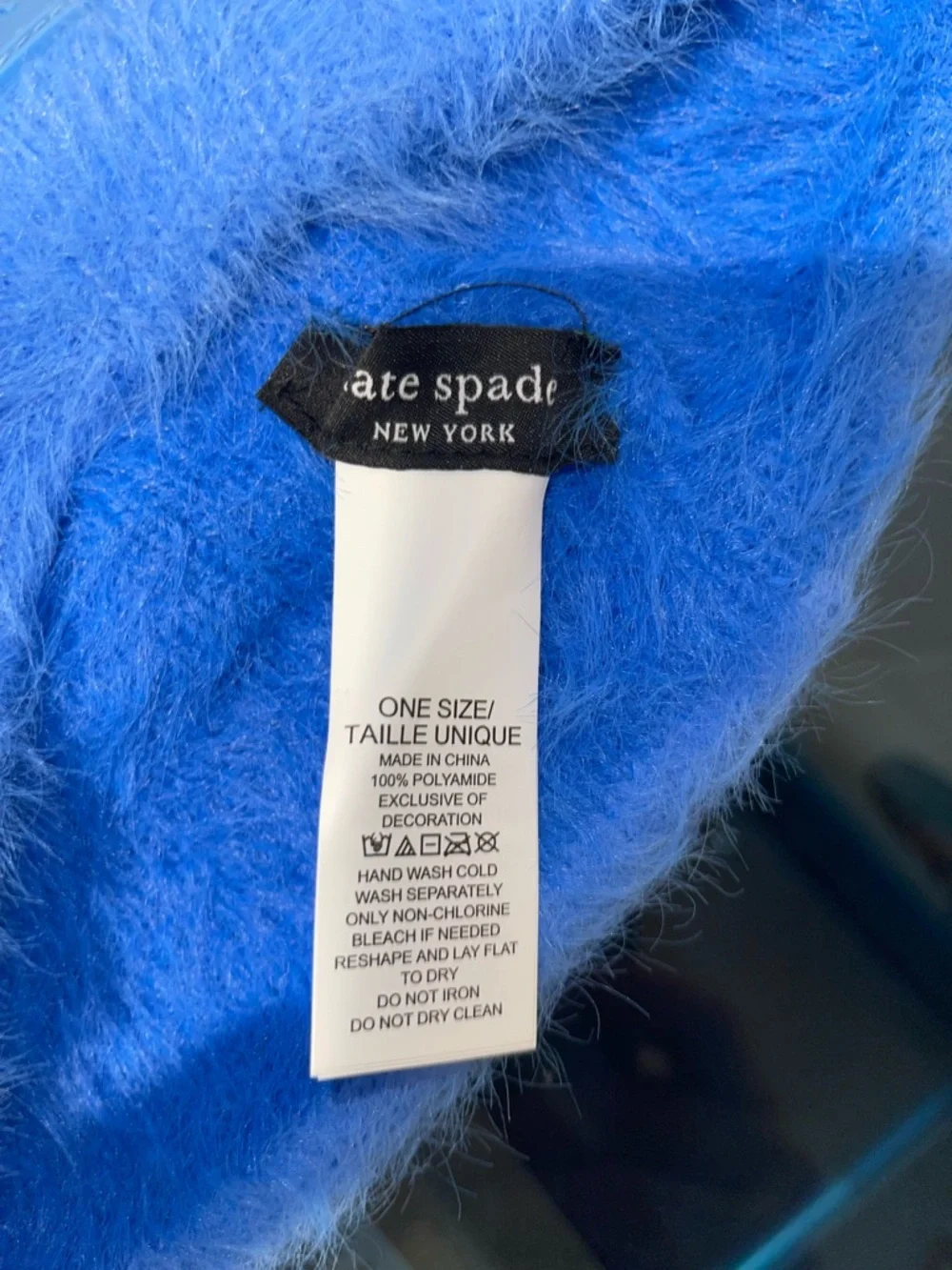Kate Spade ♠️ Headband in Solid Blue Fuzzy Colorblock Winter Classic Preppy NWT